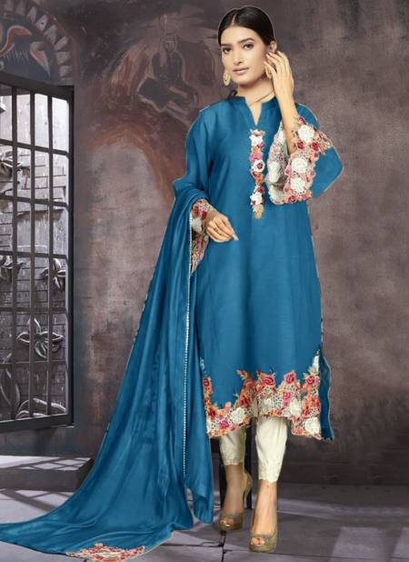 Blue Colour Aga Noor New Designer Daily Wear Georgette Pakistani Suit Collection 8001 